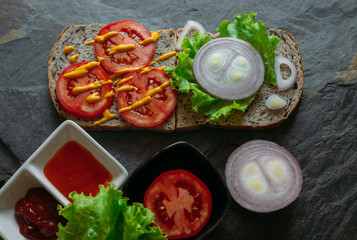 Preparing for vegetarian sandwich 