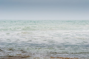 The incredible seascaping view of beach with blue sea in morocco in summer