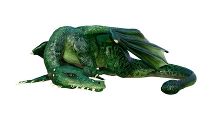 Fototapeta premium 3D Rendering Fairy Tale Dragon on White