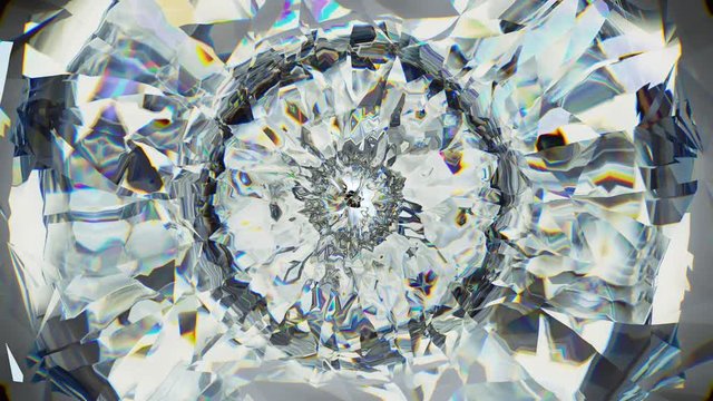 sparkling gemstone macro rotating seamless loop. kaleidoscope