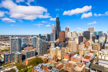 Foto auf Leinwand Chicago, Illinois, USA downtown city skyline from above © SeanPavonePhoto
