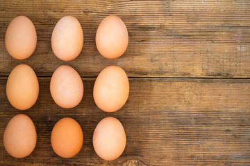 Easter eggs on wooden old background.