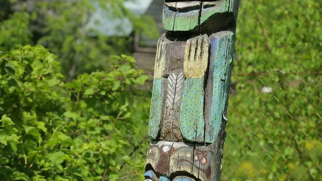 ancient old believer wooden pagan idols, the idols of the Slavs