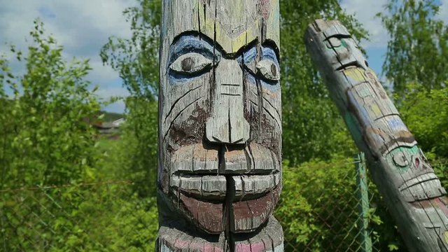 ancient old believer wooden pagan idols, the idols of the Slavs