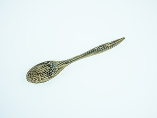 Wooden spoon on white background,