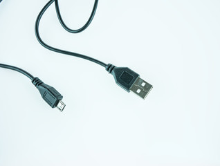 Black USB on white background,