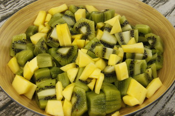 Salade de fruits, kiwi, mangue