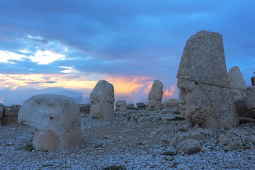 Stone head statues at Nemrut Mountain in Turkey