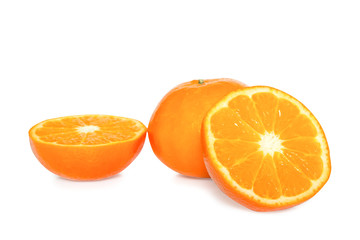 Fresh orange fruit slice isolated on white background,fruit healthy concept