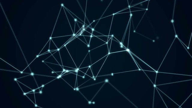 Abstract futuristic molecule structure motion graphic blue color black background. Computer network connection digital technology animation concept.