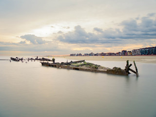 World war Shipwreck shortly off  beach in northern France