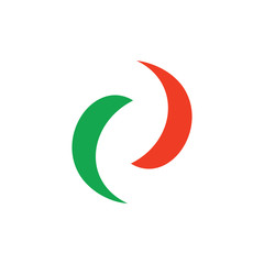 two curves simple motion circle geometric logo vector