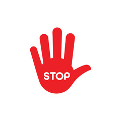 Basic CMYKsimple hand five finger stop symbol vector