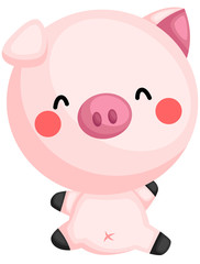 a vector of a cute and adorable piglet
