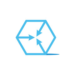 center arrows hexagonal geometric line logo