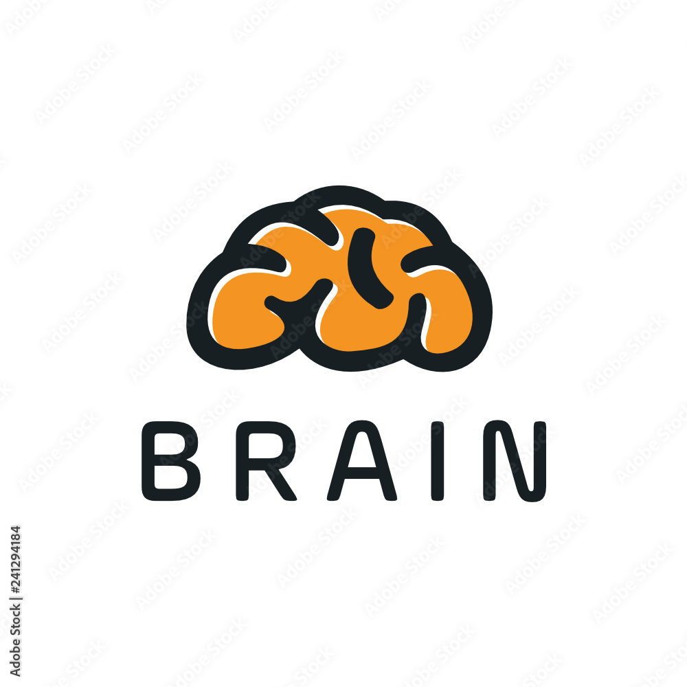 Poster Creative brain abstract vector logo design template. Braintech. Vector illustration