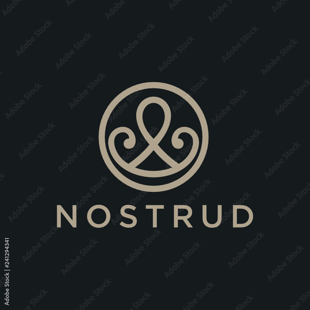 Poster abstract premium linear vector logotype. motion wave flow logo symbol. elegant flower - vector