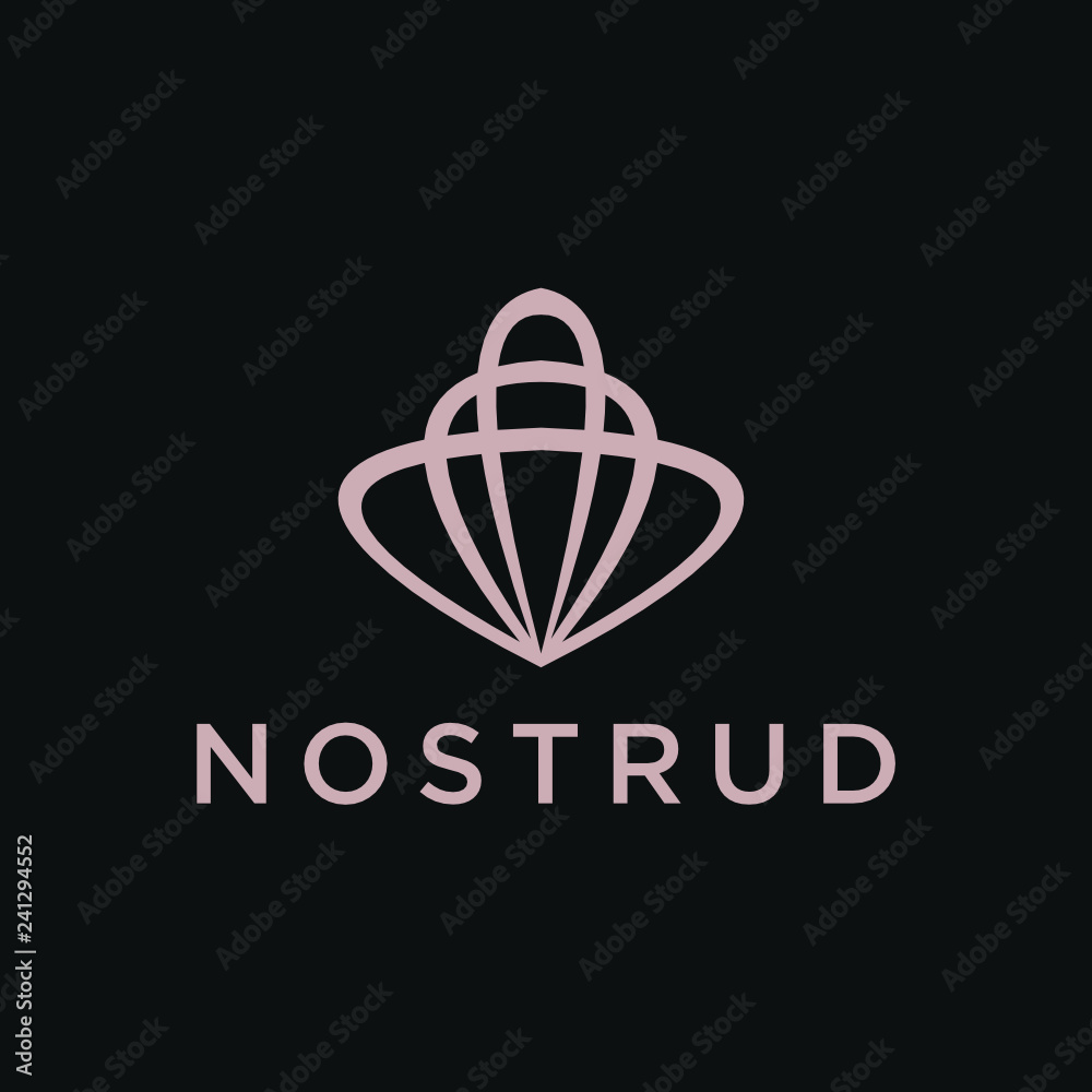 Poster Abstract premium linear vector logotype. Motion wave flow logo symbol. Elegant flower - Vector