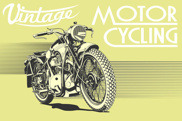 Obraz premium ilustracja rocznika motocykla