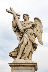 Angel with the Cross Statue in Hadrian Bridge, Rome, Italy