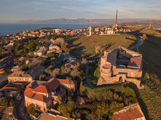 Vista aerea del castello Normanno Svevo, Vibo Valentia, Calabria, Italia. Panoramica della città...