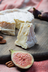 French soft Camembert cheese, original Camembert de Normandie close up