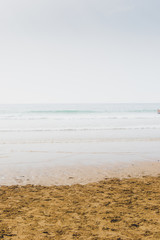 The incredible seascaping view of beach with blue sea in morocco in summer