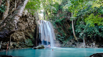 Fototapeta na wymiar Waterfall at Erawan Park