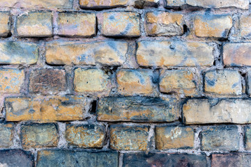 Front close-up view of a old brick wall - Image