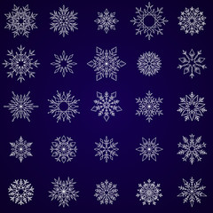 Decorative vector Snowflakes set for Winter Holidays.
