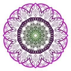 Hand-Drawn Henna Ethnic Mandala. Circle lace ornament. Vector illustration. for coloring book, greeting card, invitation, tattoo. Anti-stress therapy pattern.