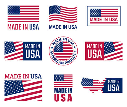 made in the usa labels set, american product emblem