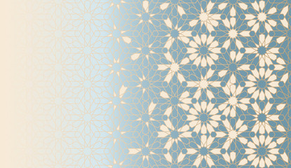 Tile repeating vector border. Geometric halftone pattern with color arabesque disintegration