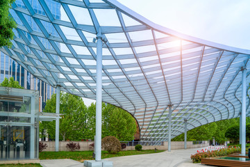 Contemporary architectural office building, urban landscape, personal perspective,