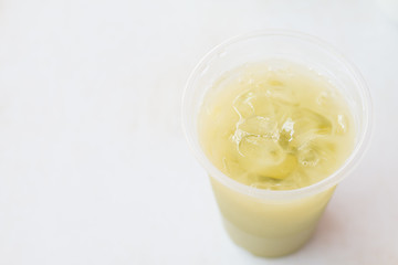 Home made Matcha iced green tea with milk, Latte Tea with Milk.