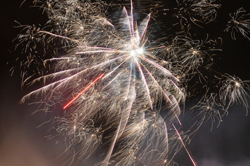 Amazing and beautiful fireworks on dark background