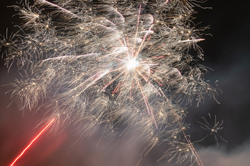 Amazing and beautiful fireworks on dark background