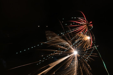 Amazing and beautiful fireworks on dark background