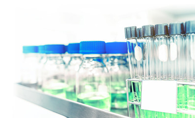 science nutritional laboratory testing tubes and bottles