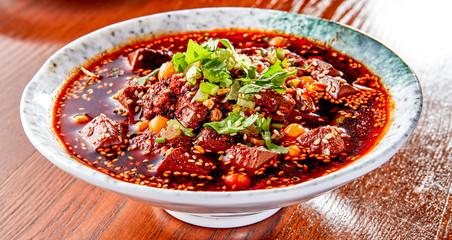 Chinese Sichuan cuisine spicy duck blood - obrazy, fototapety, plakaty