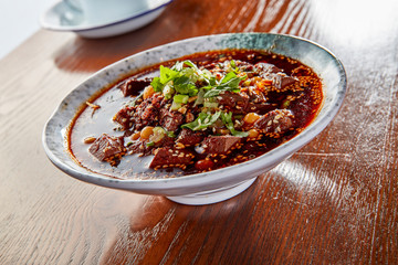 Chinese Sichuan cuisine spicy duck blood