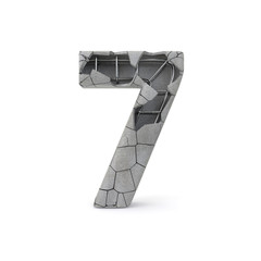 Concrete Number 7 with clipping path