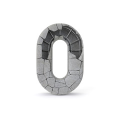 Concrete Number 0 with clipping path.