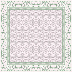 Obraz premium Decorative Colorful Geometric Ornament With Decorative Border. Ethnic Mandala Decoration. For Fashion Print, Bandanna, Tablecloth, Neck Scarf