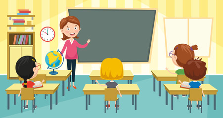 Vector Illustration Of Classroom