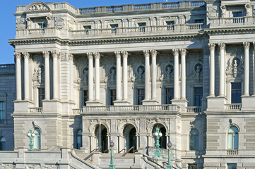 Thomas Jefferson Building (1897) at Library of Congress in Washington, D.C. Fragment
