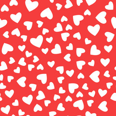 Heart seamess pattern red and white background. Vector design surface Valentines day