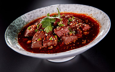 Chinese Sichuan cuisine spicy duck blood