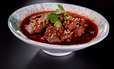 Chinese Sichuan cuisine spicy duck blood