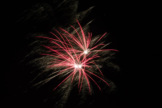 Fireworks light up the sky with display.